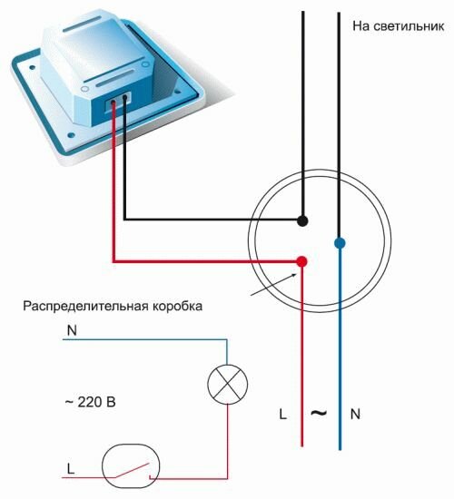 Схема подключения выключателя (диммера)